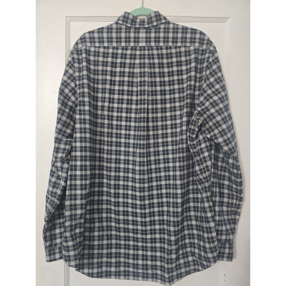 Ralph Lauren Mens XL Classic Fit Plaid Button Down Shirt Navy Blue Yellow White - Picture 2 of 6